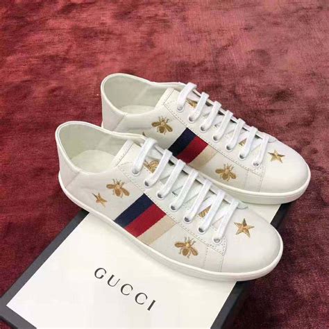 gucci embroidered bee|Women's Ace sneaker with bee in White Leather .